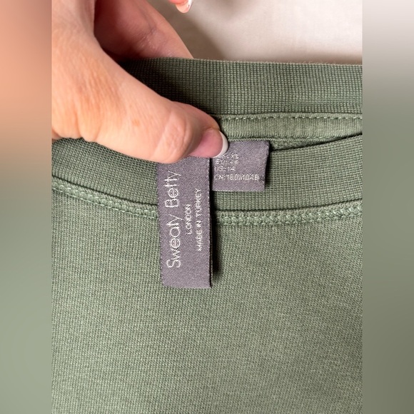 Sweaty Betty After Class Cotton Blend Crop Sweatshirt Green size 14 Large - Picture 8 of 9
